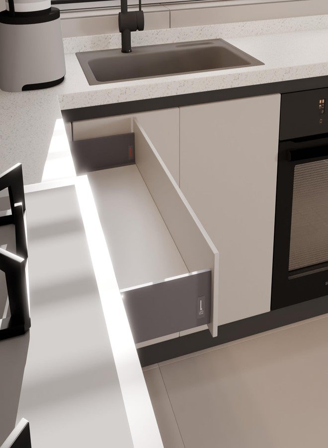 LAPO صندوق أدراج مزدوج من لابو للمطبخ، صندوق أدراج مزدوج بإغلاق ناعم للمطابخ المعيارية، سلة مزدوجة - سعة التحميل 45 كجم (550 مم / 22 بوصة - الارتفاع - 4 بوصات) (رمادي) - Image 4